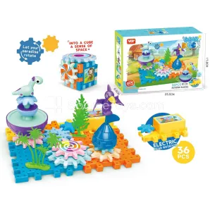 Dinosaur Rotating Gear Building Block Set, 36 Pieces, Electric (501-13A)