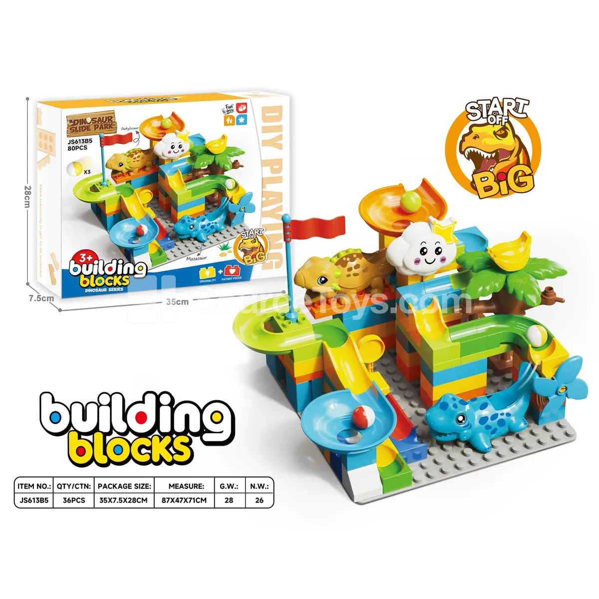 Dinosaur Building Block Set, 80 Pieces (JS613B5)