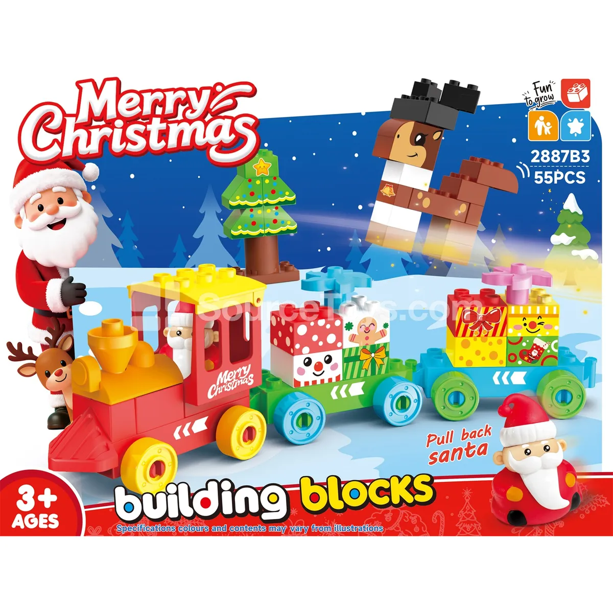 Christmas Train with Santa Building Block Set, 55 Pieces (2887B3) Christmas Train with Santa Building Block Set, 55 Pieces (2887B3)