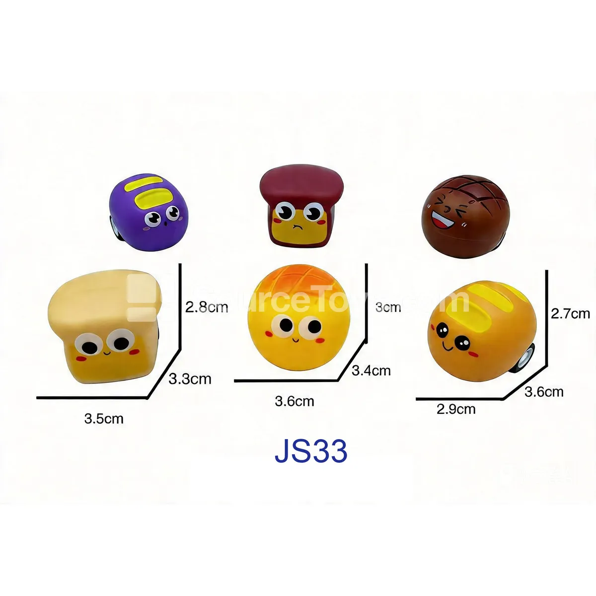 Bread-Themed Cartoon Pull-Back Cars, 6 Assorted Designs (JS33) Bread-Themed Cartoon Pull-Back Cars, 6 Assorted Designs (JS33)
