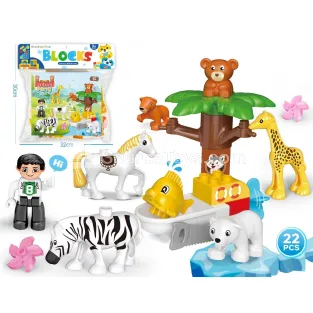 Animal Party Zoo Building Blocks, 22 Pieces (JS618B4-1) Animal Party Zoo Building Blocks, 22 Pieces (JS618B4-1)