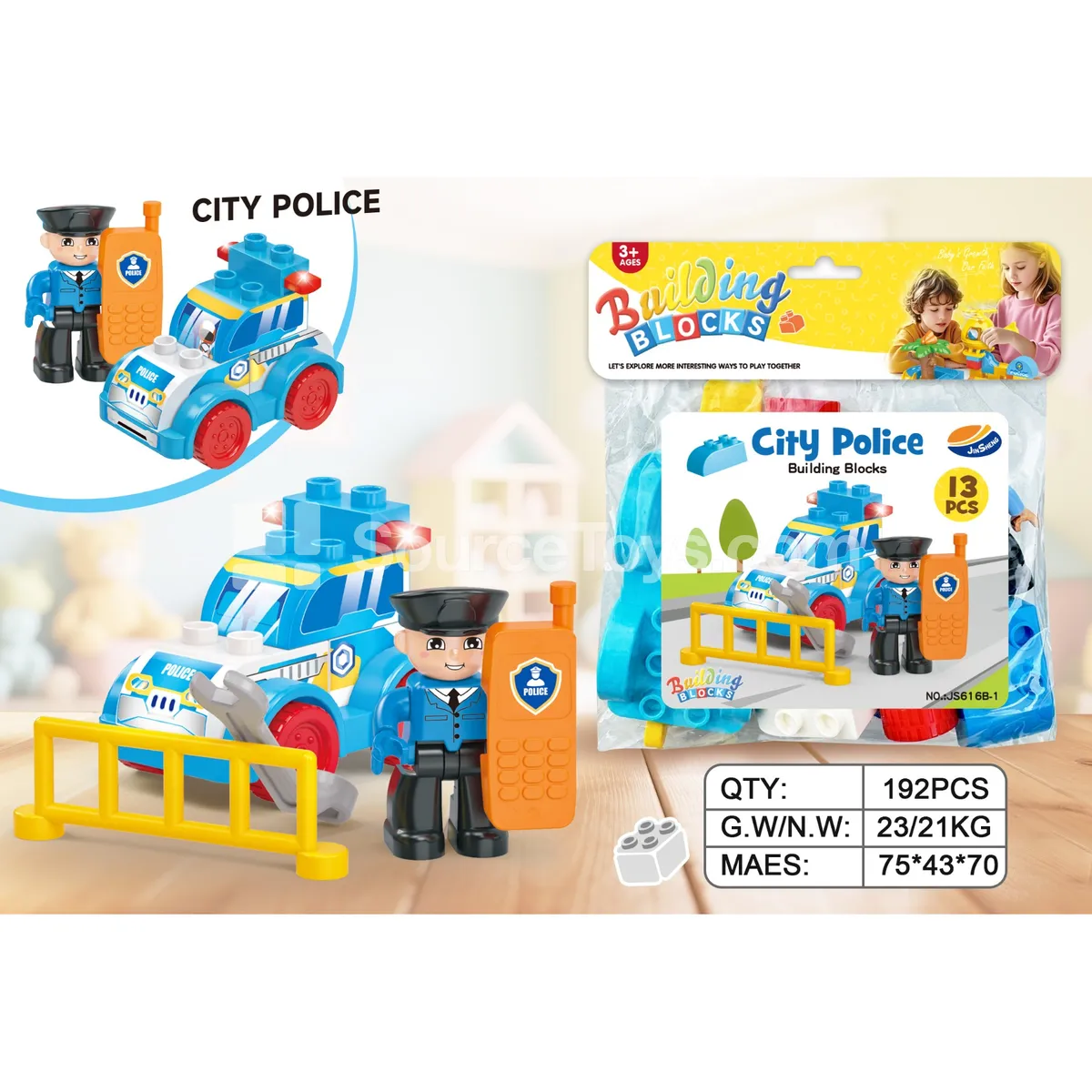 Police Car Building Block Set, 13 Pieces (JS616B1-1) Police Car Building Block Set, 13 Pieces (JS616B1-1)