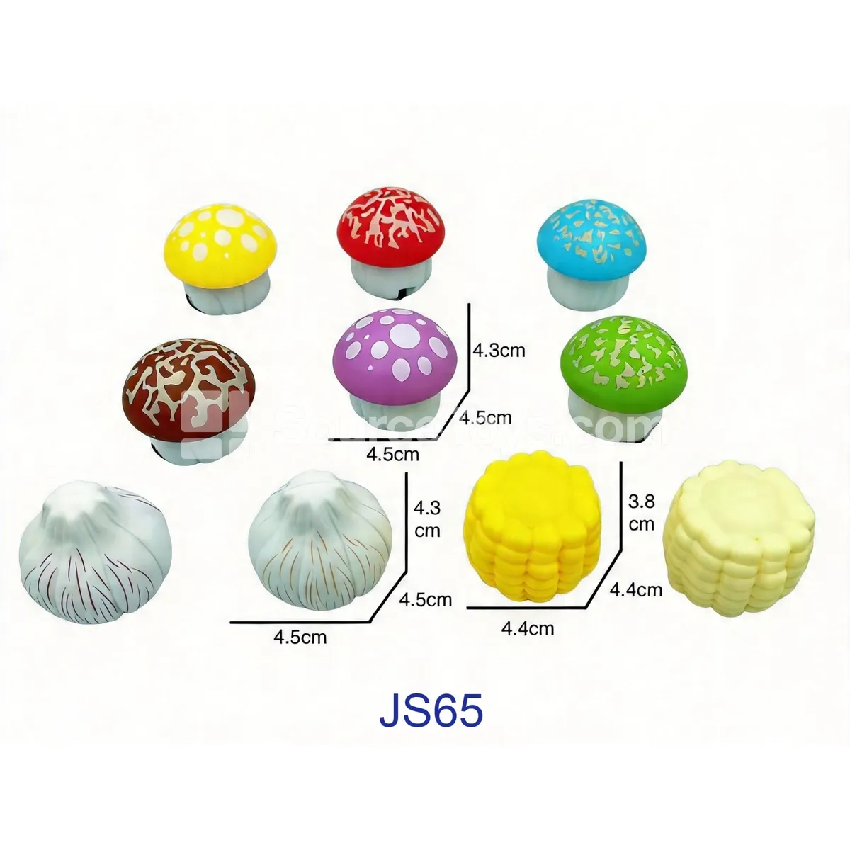 Vegetable-Shaped Pull-Back Toy Cars, Mushroom, Corn and Garlic Designs (JS65)