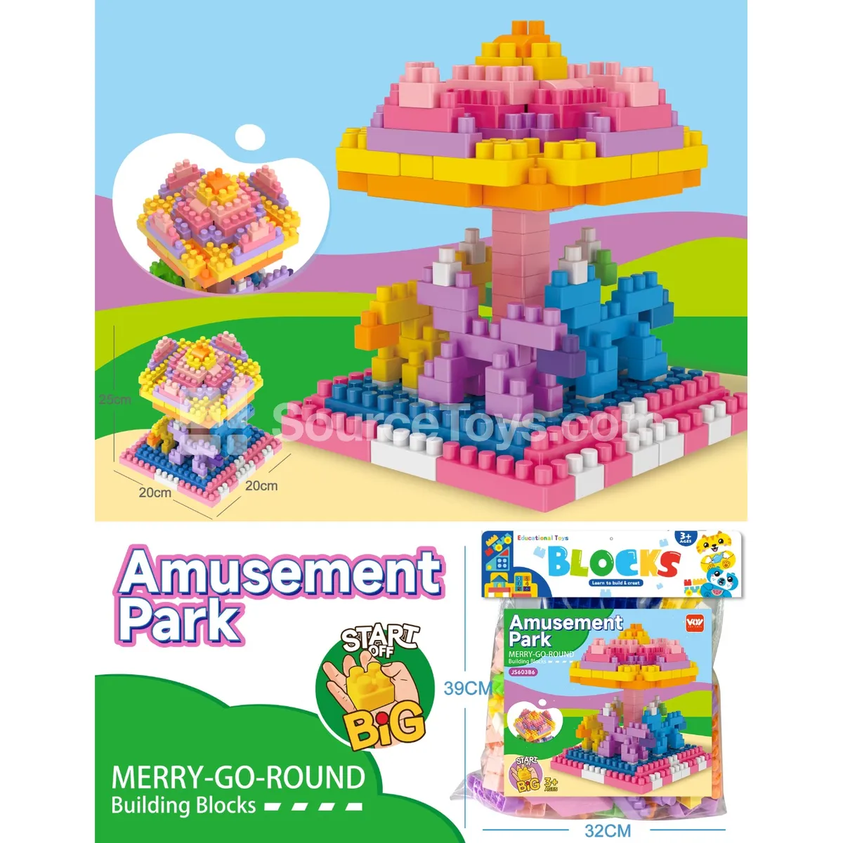 Colorful Amusement Park Carousel Building Blocks, 173 Pieces (JS603B6) Colorful Amusement Park Carousel Building Blocks, 173 Pieces (JS603B6)