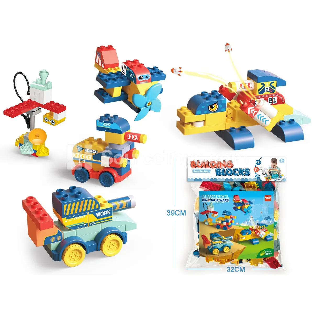 Mechanical Dinosaur Building Blocks, 118 Pieces (JS605B1) Mechanical Dinosaur Building Blocks, 118 Pieces (JS605B1)