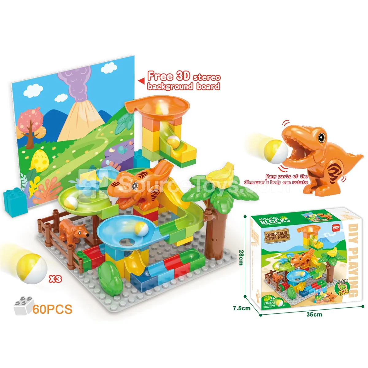 Dinosaur Building Blocks Set, 60 Pieces (JS606B1)