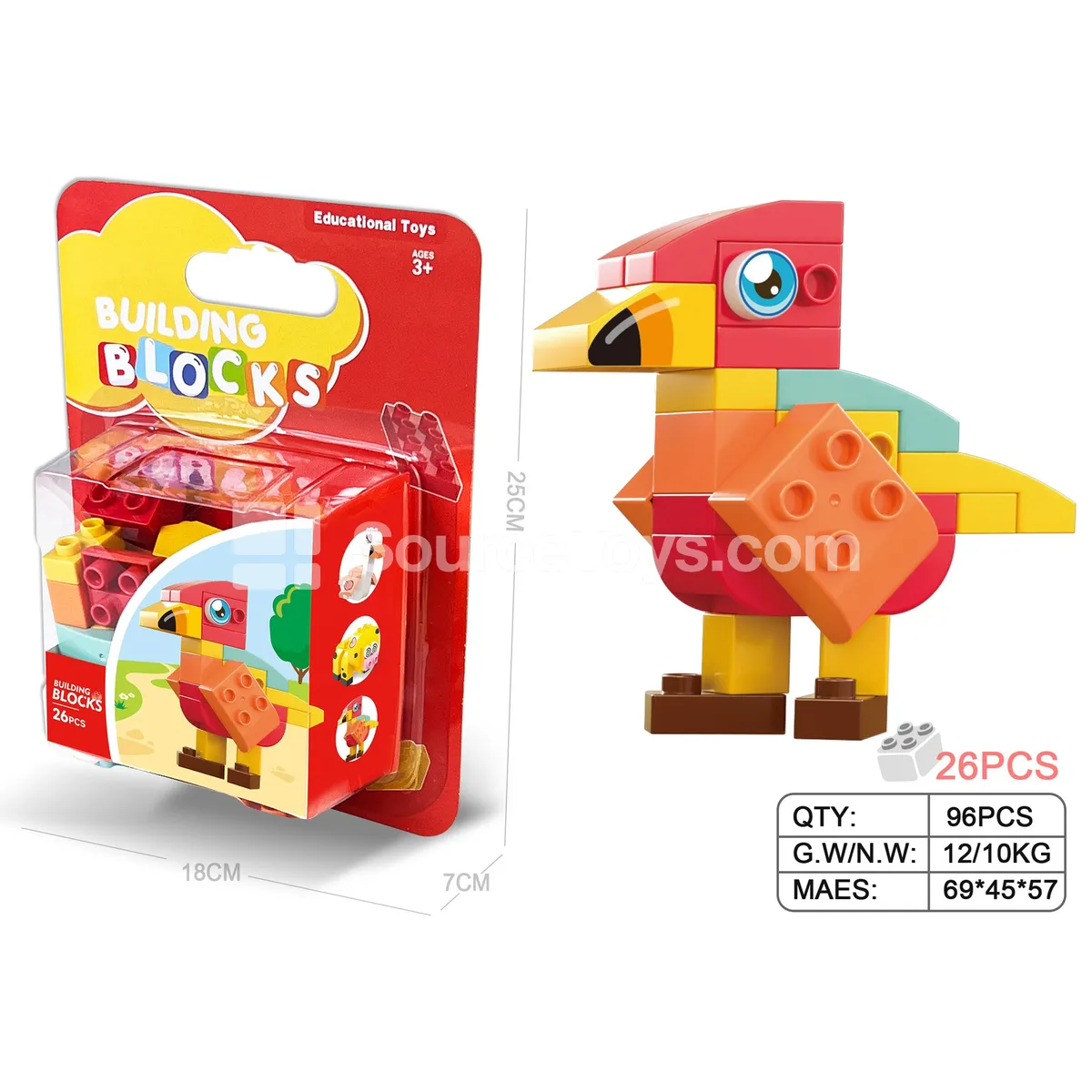Parrot Building Block Set, 26 Pieces (JS607B2) Parrot Building Block Set, 26 Pieces (JS607B2)