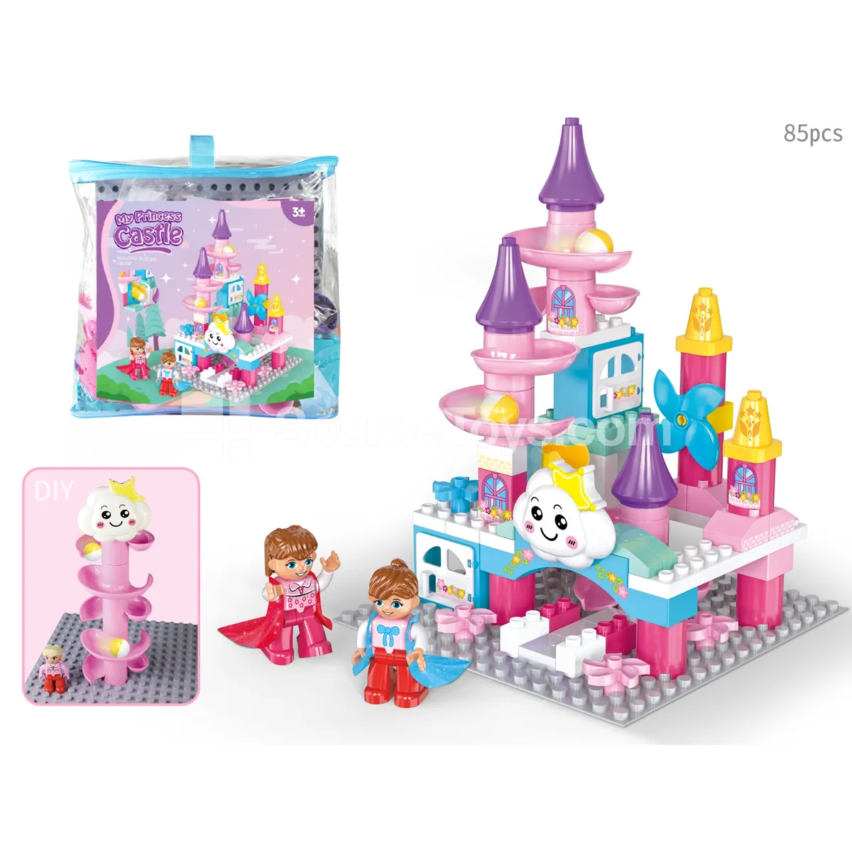 Princess Castle Marble Run Building Block Set, 85 Pieces (JS611C2)