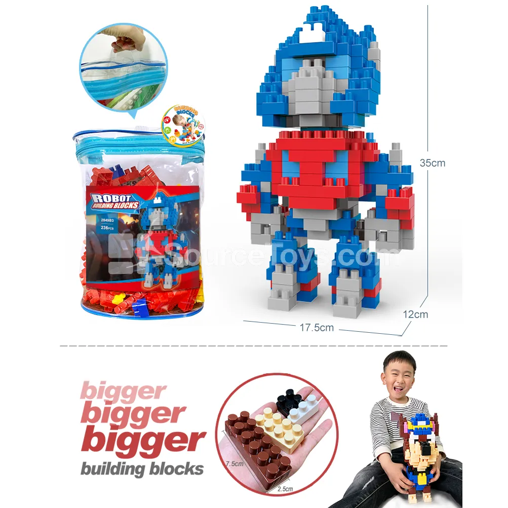 Large Building Block Robot Model Kit, 236 Pieces (2849C3) Large Building Block Robot Model Kit, 236 Pieces (2849C3)