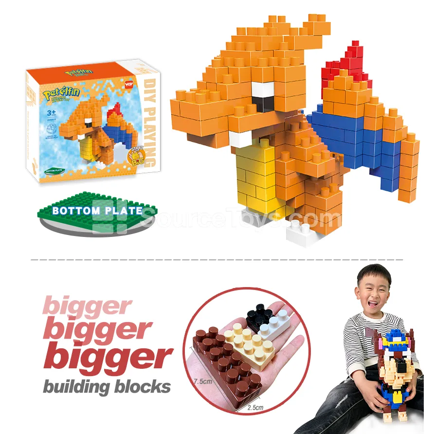 Large-Piece Building Block Set with Baseplate, 197 Pieces (2845A12)