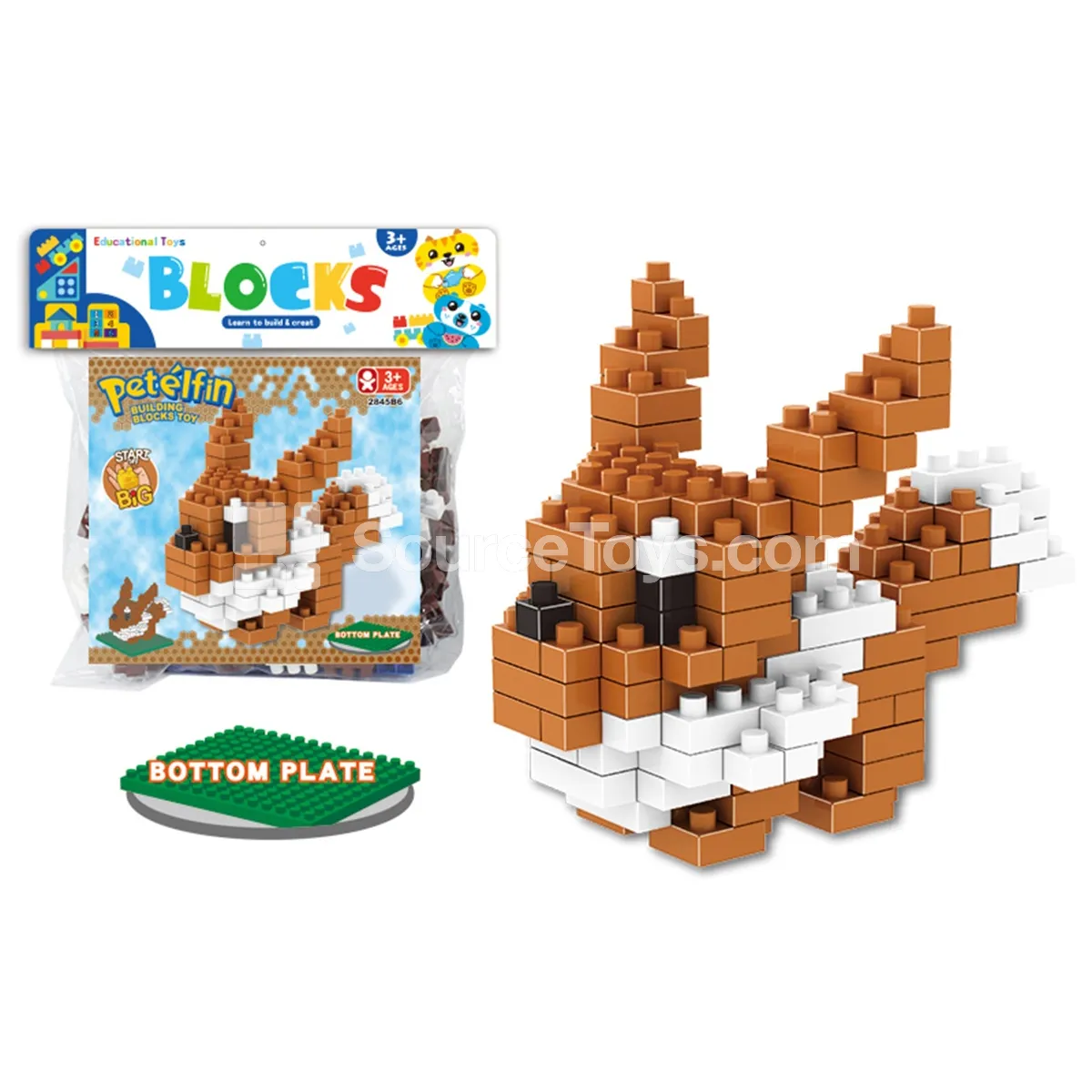 Large-Piece Building Block Set with Baseplate, 150 Pieces (2845B6)