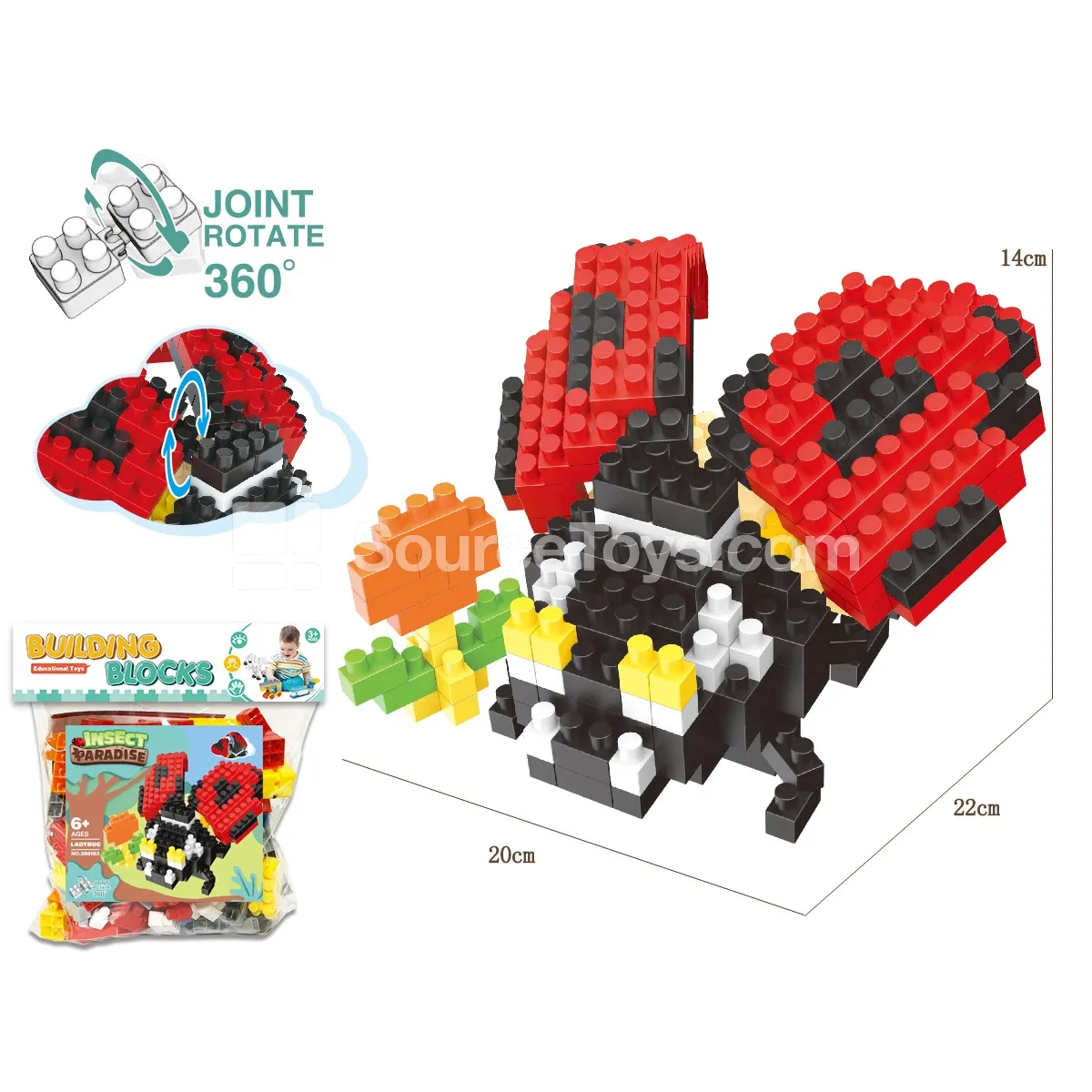 Ladybug Building Block Set, 201 Pieces (2881B3)