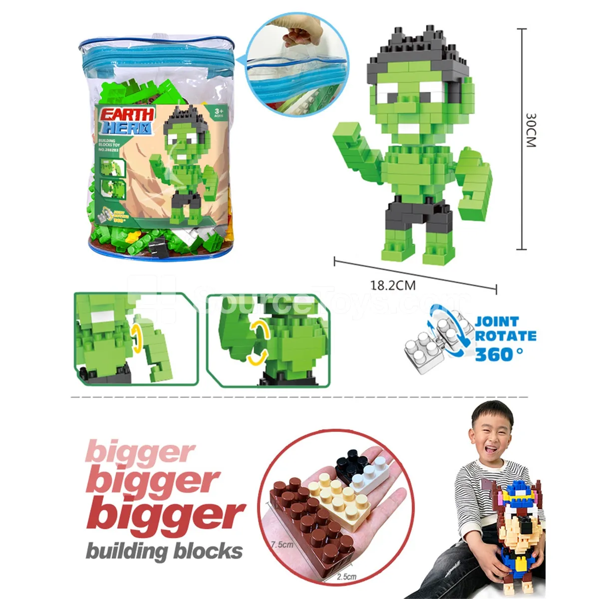 Large-Piece Building Block Set, 141 Pieces (2882C3)