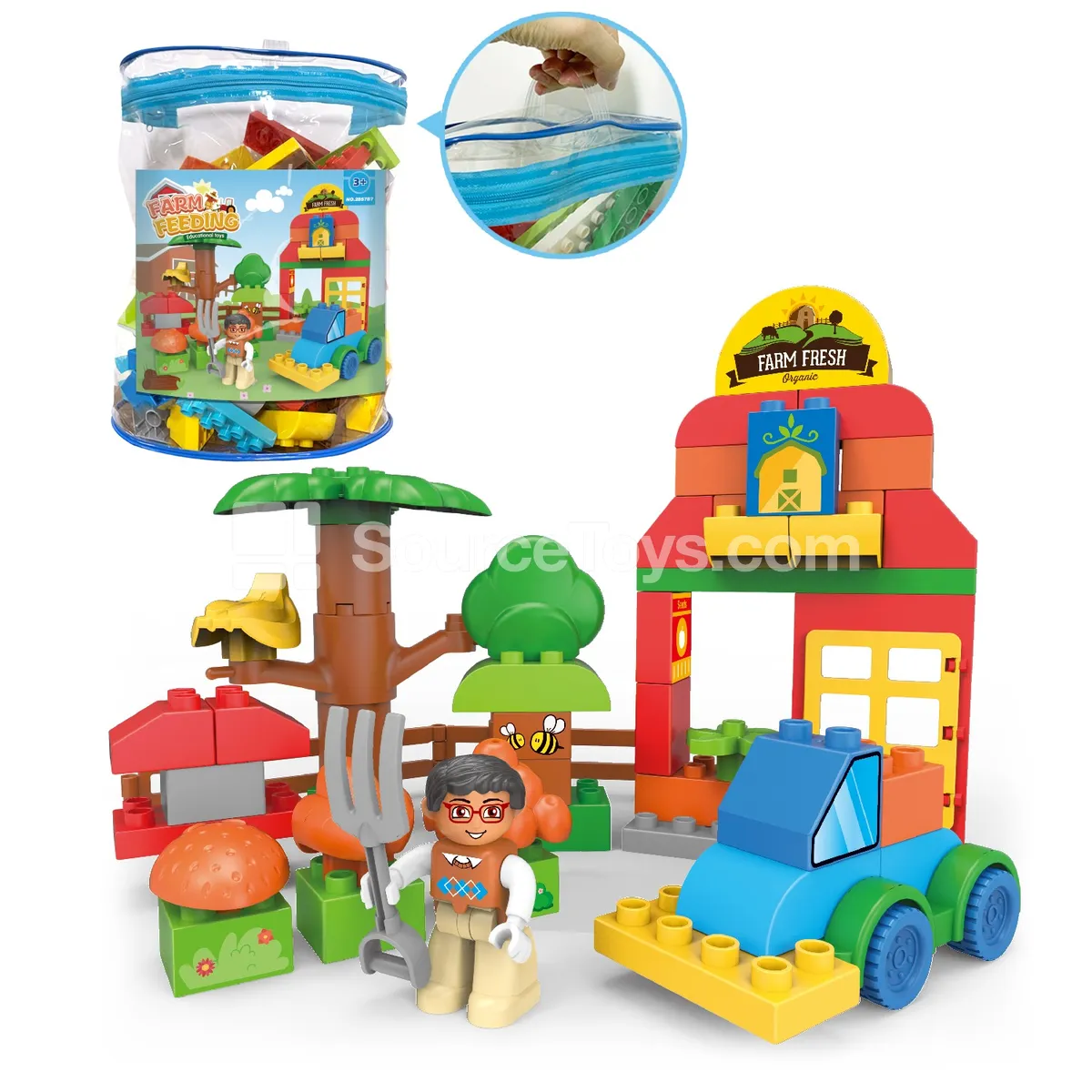 Farm Building Blocks Set, 66 Pieces (2857C7)
