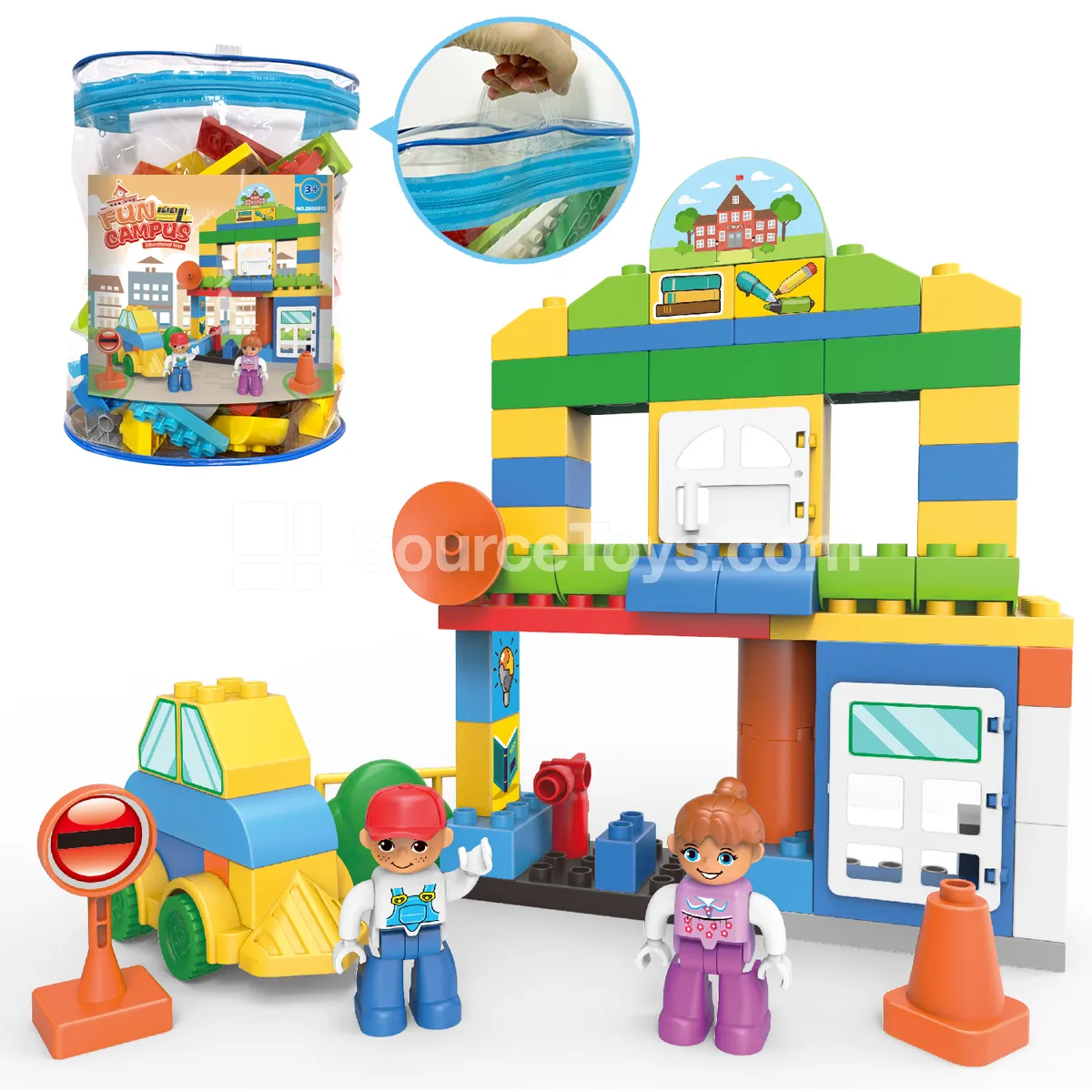 School-Themed Building Block Set (2858C12)