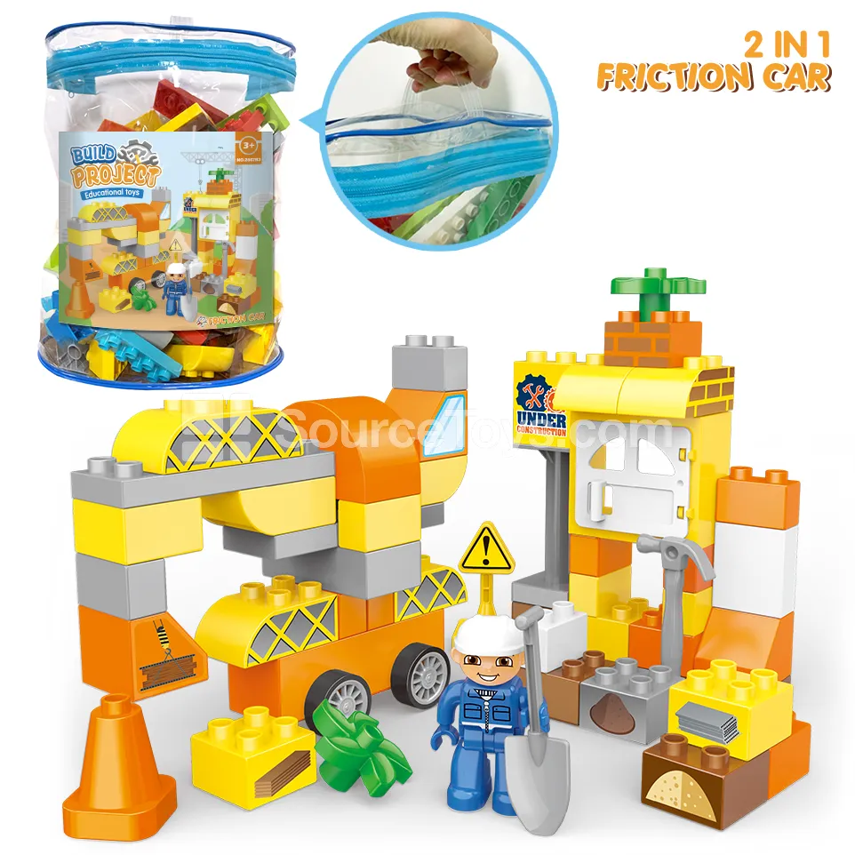Construction-Themed Building Blocks with Friction-Powered Vehicle, 51 Pieces (2867C3) Construction-Themed Building Blocks with Friction-Powered Vehicle, 51 Pieces (2867C3)