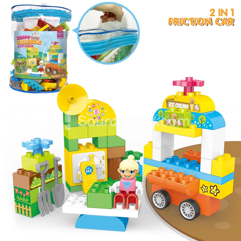 Park-Themed Building Block Set with Friction-Powered Car, 51 Pieces (2867C4) Park-Themed Building Block Set with Friction-Powered Car, 51 Pieces (2867C4)