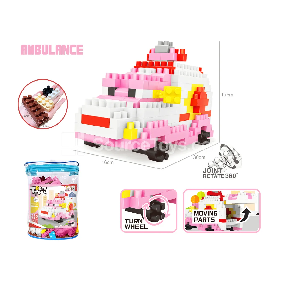 Ambulance Building Block Set, 197 Pieces (2877C3)