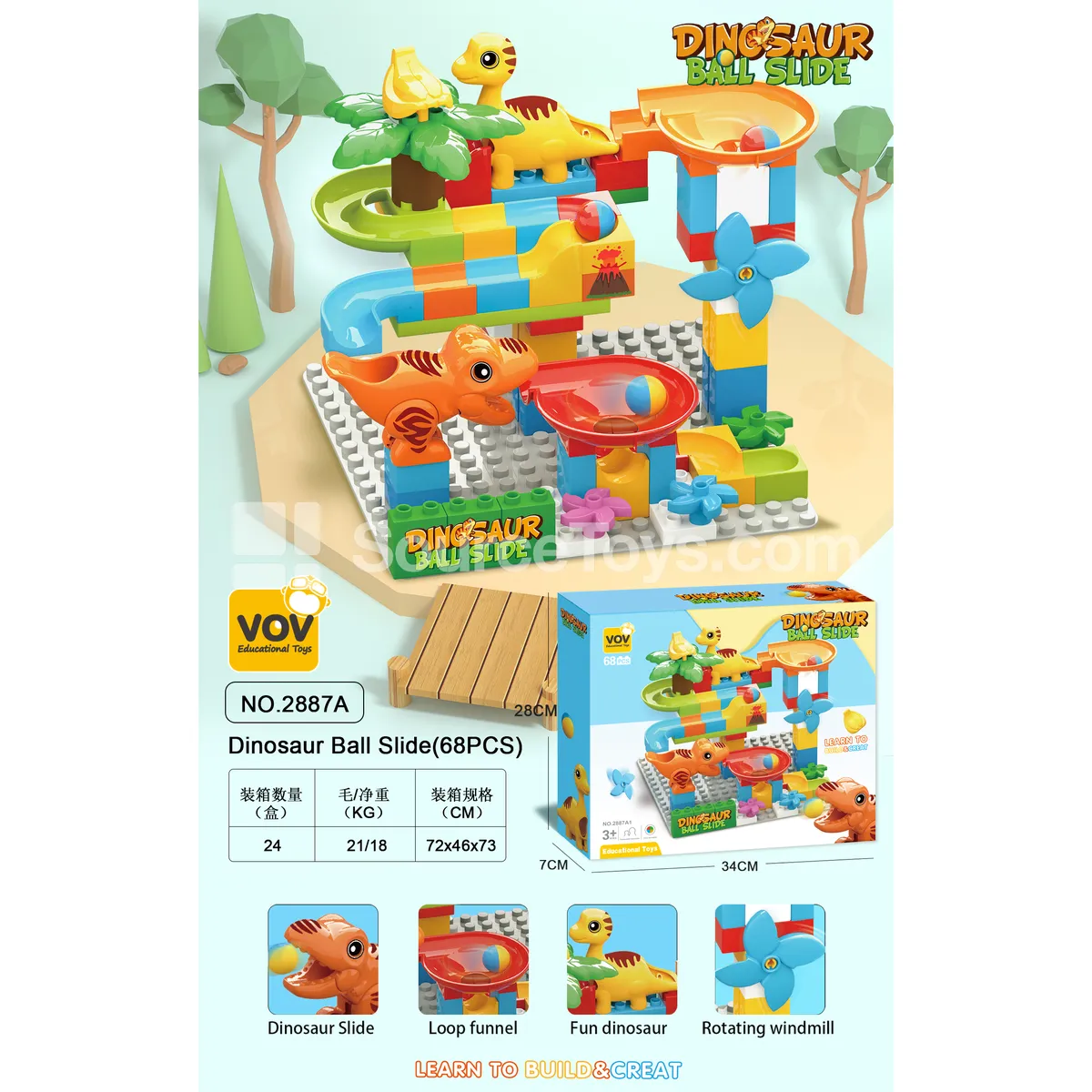 Dinosaur Slide Track Set, 67 Pieces (2887A)