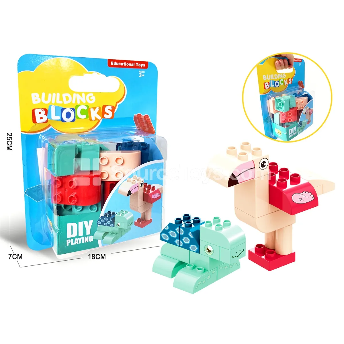Flamingo and Turtle Building Block Set, 21 Pieces (2876D11) Flamingo and Turtle Building Block Set, 21 Pieces (2876D11)