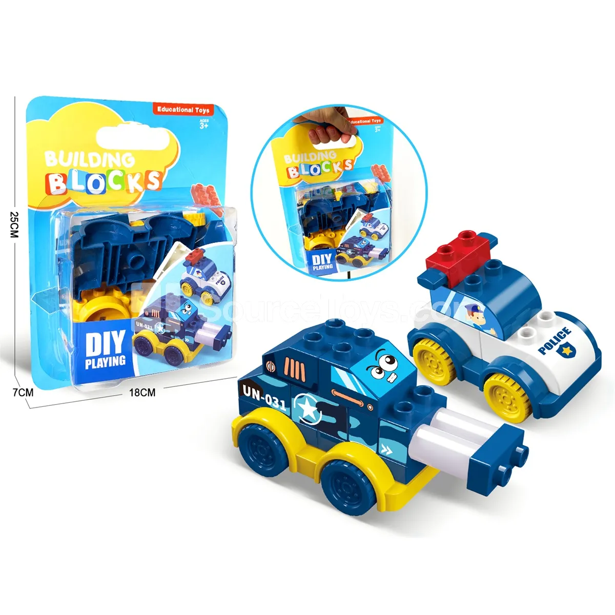 Tank and Police Car Building Block Set, 25 Pieces (2876D12) Tank and Police Car Building Block Set, 25 Pieces (2876D12)