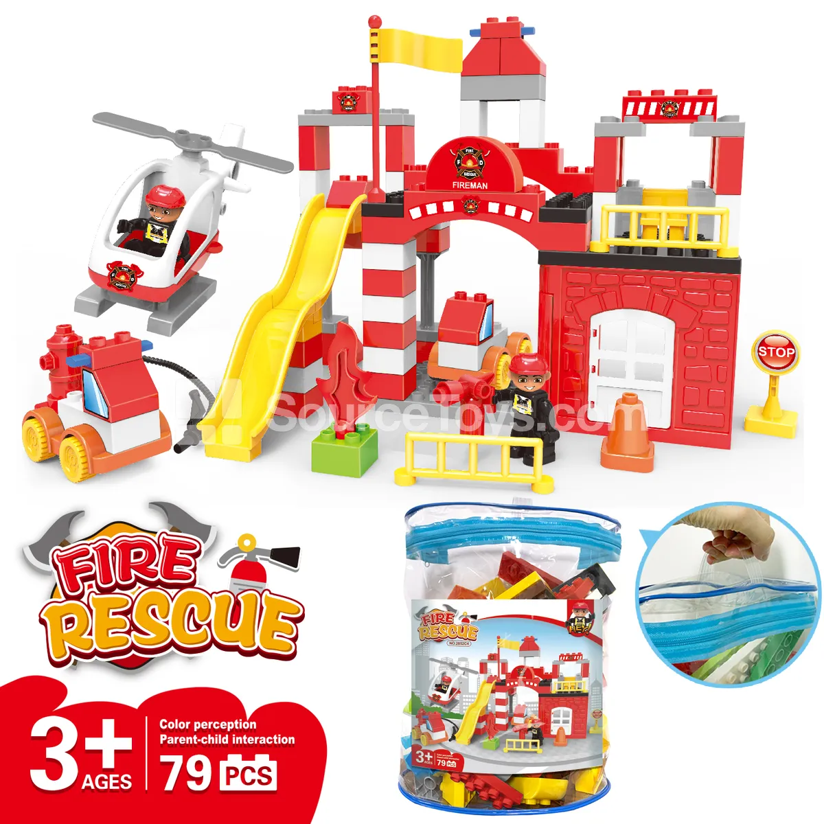 Construction Crew Building Block Set, 95 Pieces (2852C4) Construction Crew Building Block Set, 95 Pieces (2852C4)