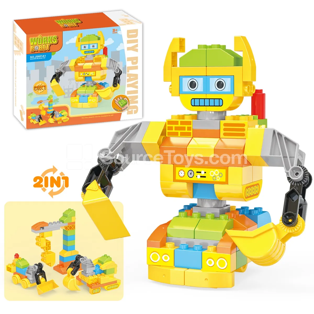 Large-Piece Construction Robot Building Set, Rotating Arms (JS601A1)