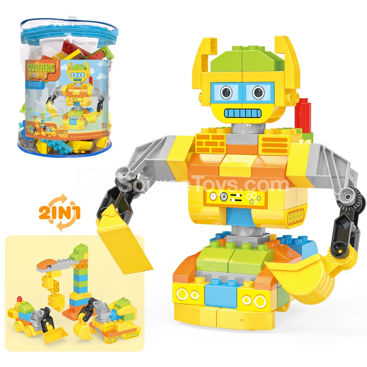 Large-Piece Construction Robot Building Set with Rotating Arms (JS601B1)