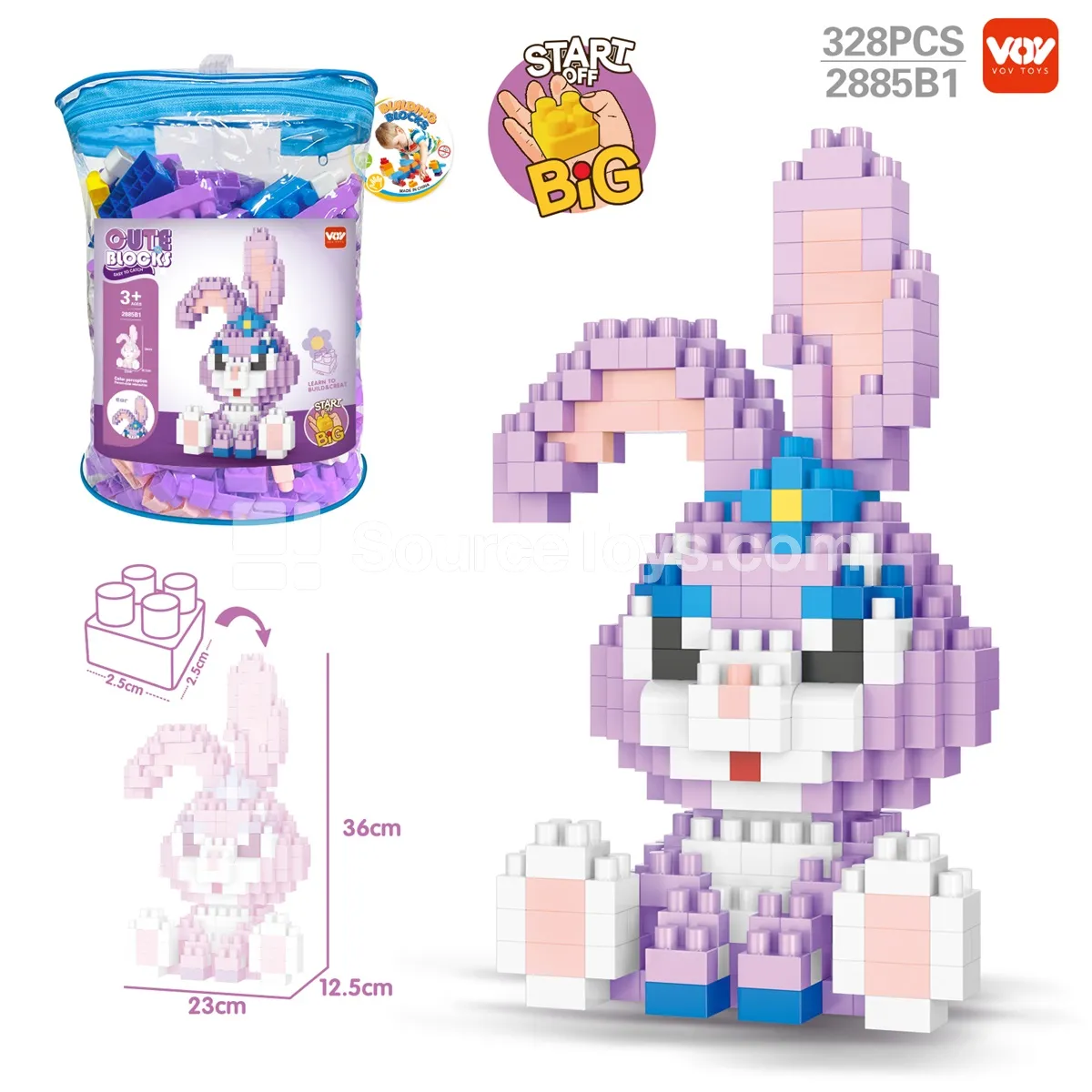 Large-Piece Building Block Set, 328 Pieces (2885B1)
