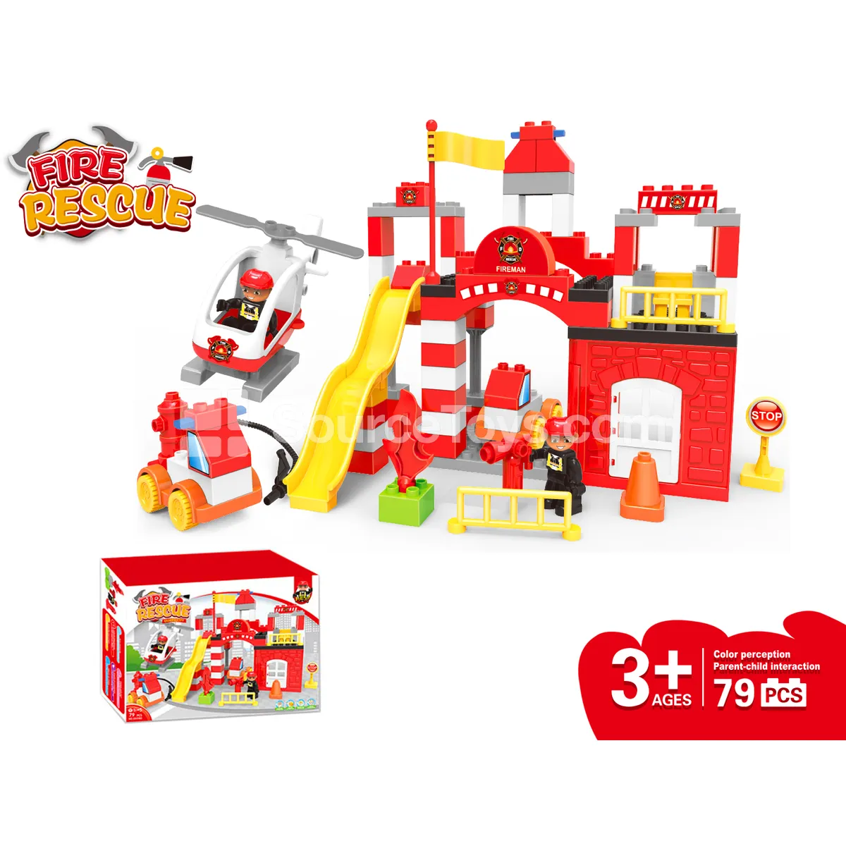 Fire Station Building Block Set, 89 Pieces (2852B2) Fire Station Building Block Set, 89 Pieces (2852B2)