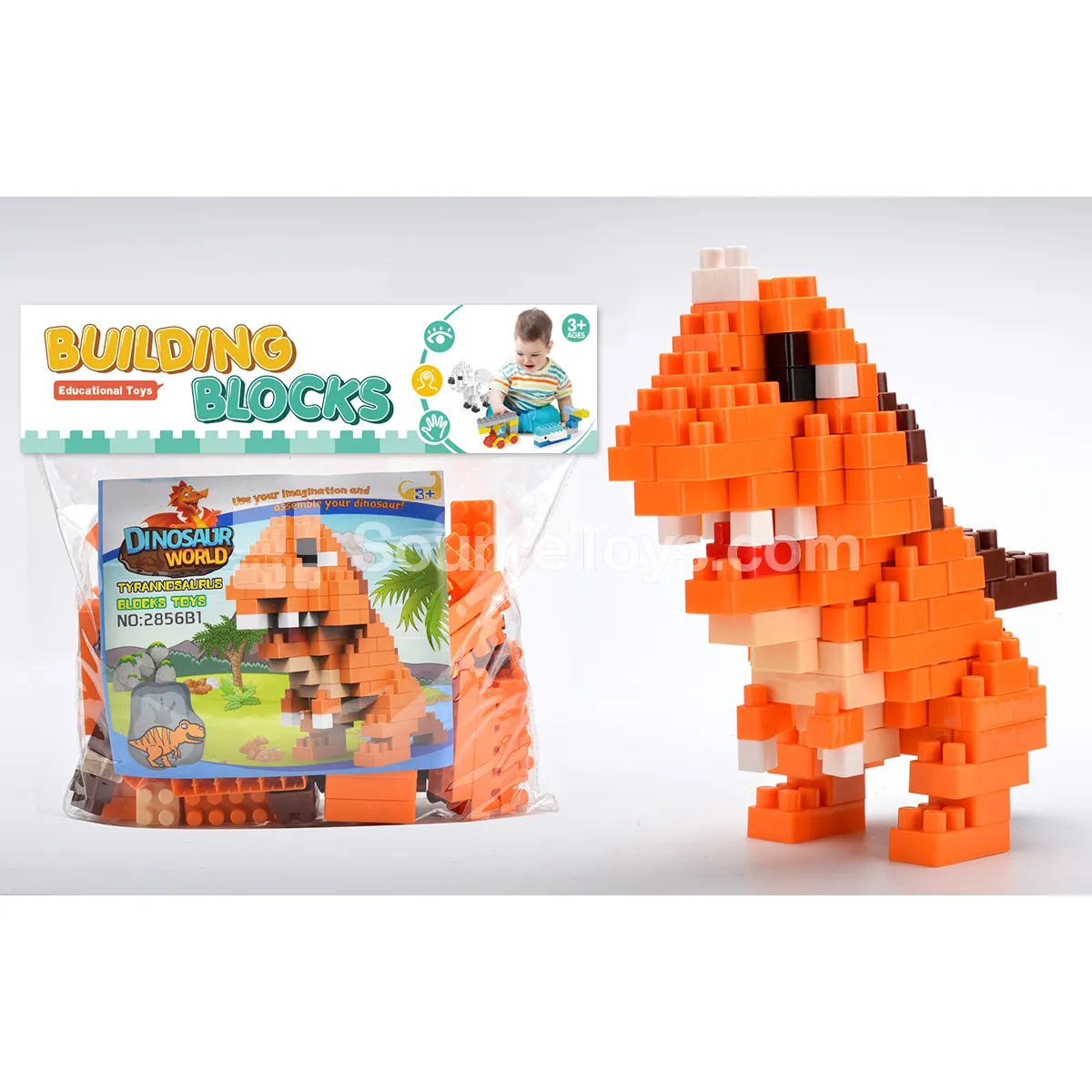 Tyrannosaurus Large-Piece Building Block Set, 141 Pieces (2856B1)