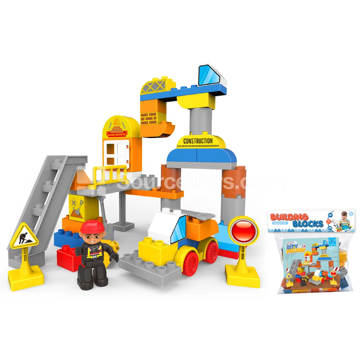 Construction Crew Building Blocks Set, 53 Pieces (2857B4) Construction Crew Building Blocks Set, 53 Pieces (2857B4)