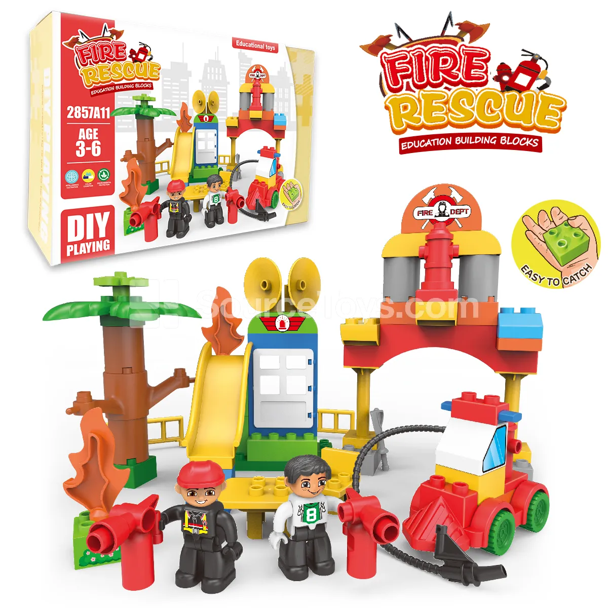 Fire Station Building Block Set, 59 Pieces (2857A11)