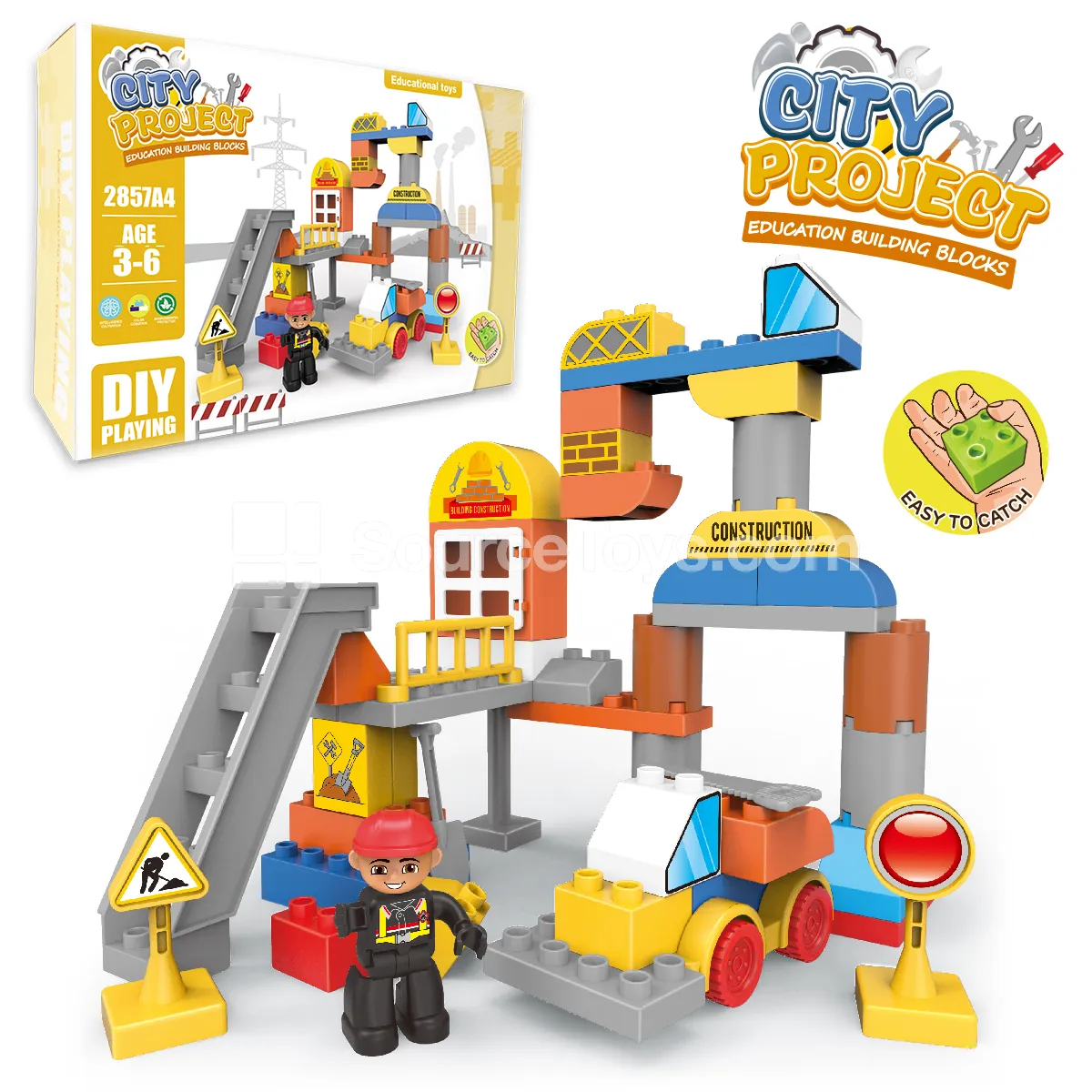 Construction Crew Building Blocks Set, 53 Pieces (2857A4)