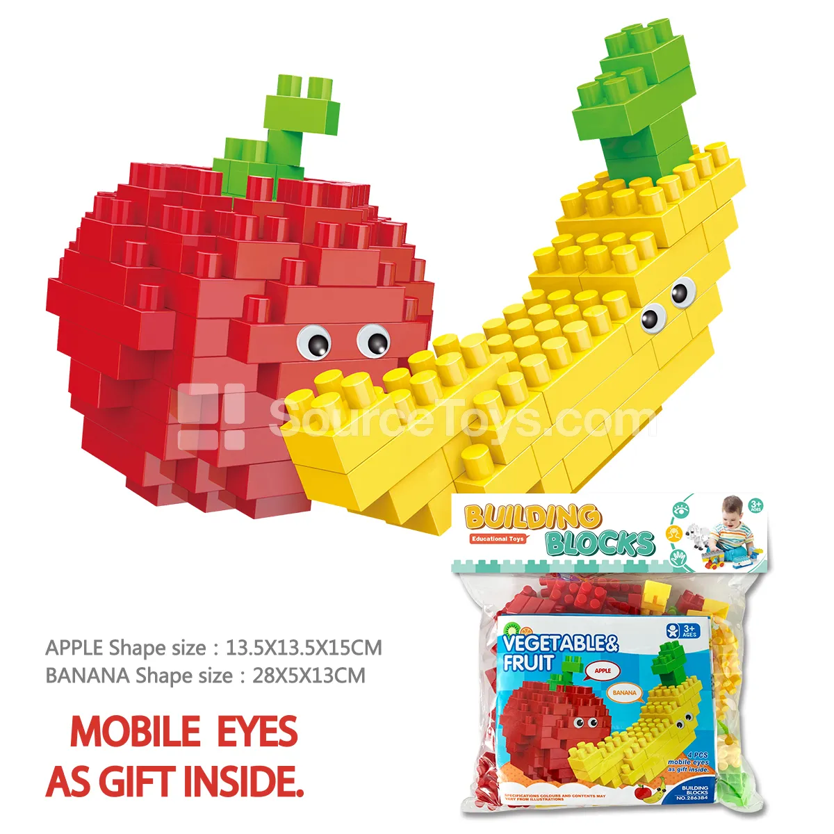 Apple and Banana Large Building Blocks, 139 Pieces (2863B4) Apple and Banana Large Building Blocks, 139 Pieces (2863B4)