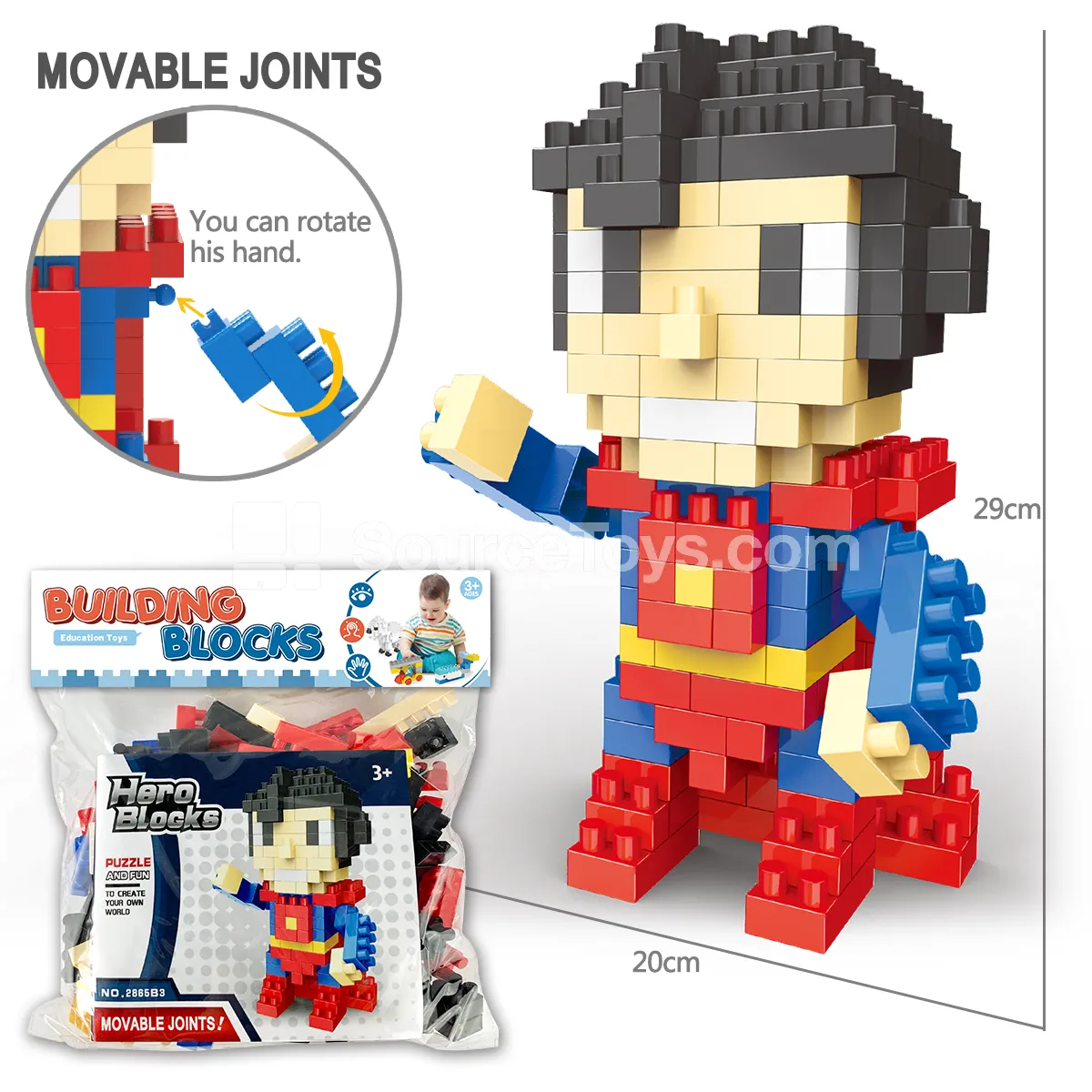 Large-Piece Building Block Set, 194 Pieces (2865B3)