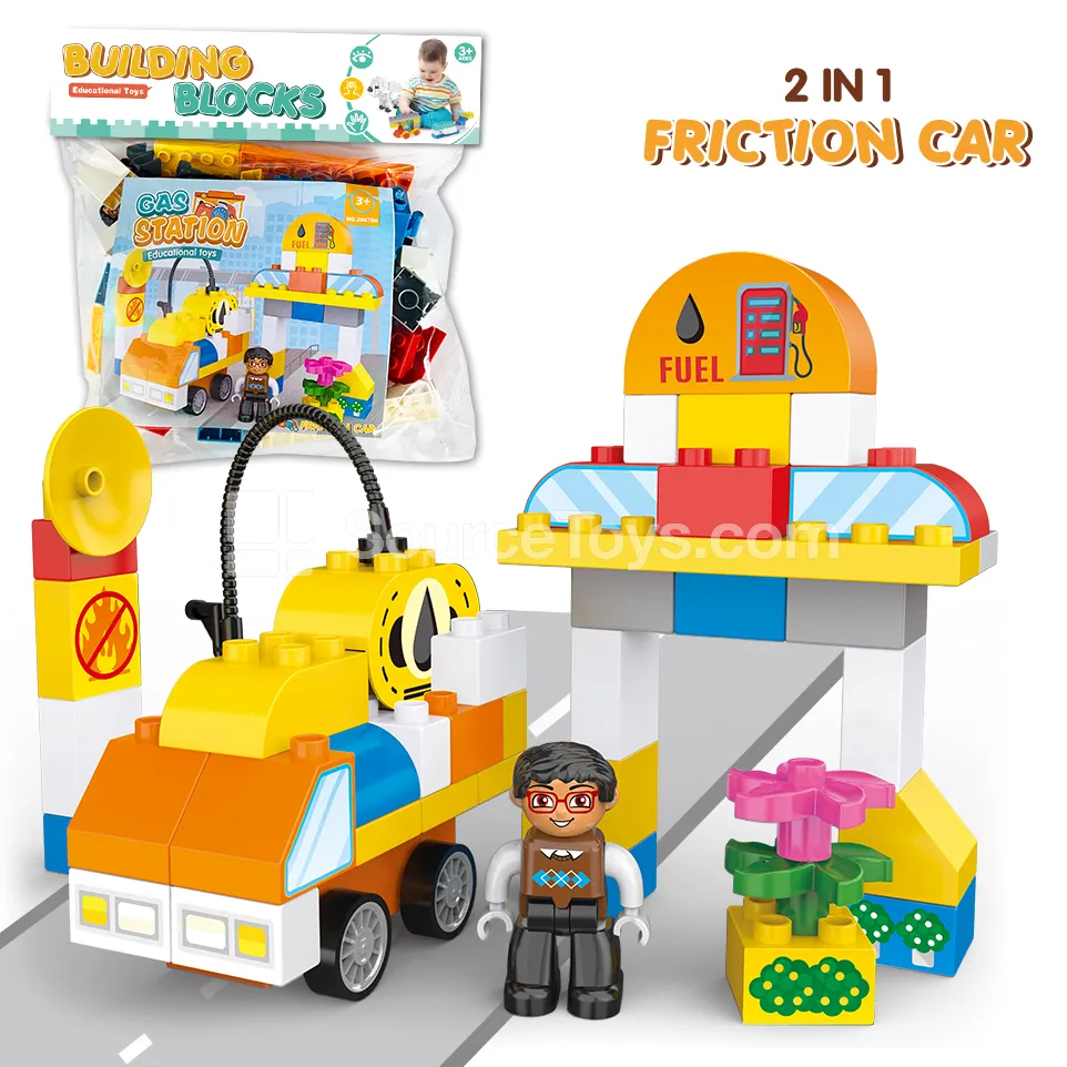 Gas Station Building Block Set with Friction-Powered Car, 49 Pieces (2867B6) Gas Station Building Block Set with Friction-Powered Car, 49 Pieces (2867B6)