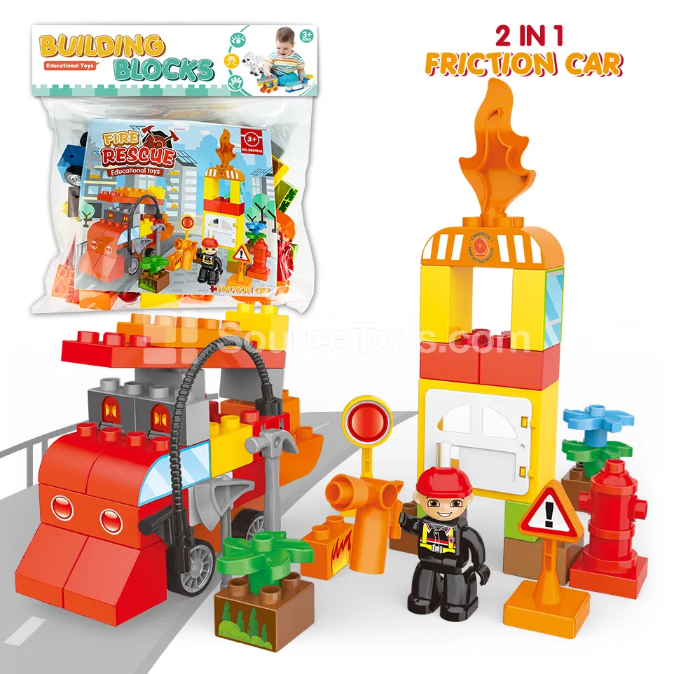 Fire-Rescue Friction-Powered Building Block Set, 50 Pieces (2867B10) Fire-Rescue Friction-Powered Building Block Set, 50 Pieces (2867B10)