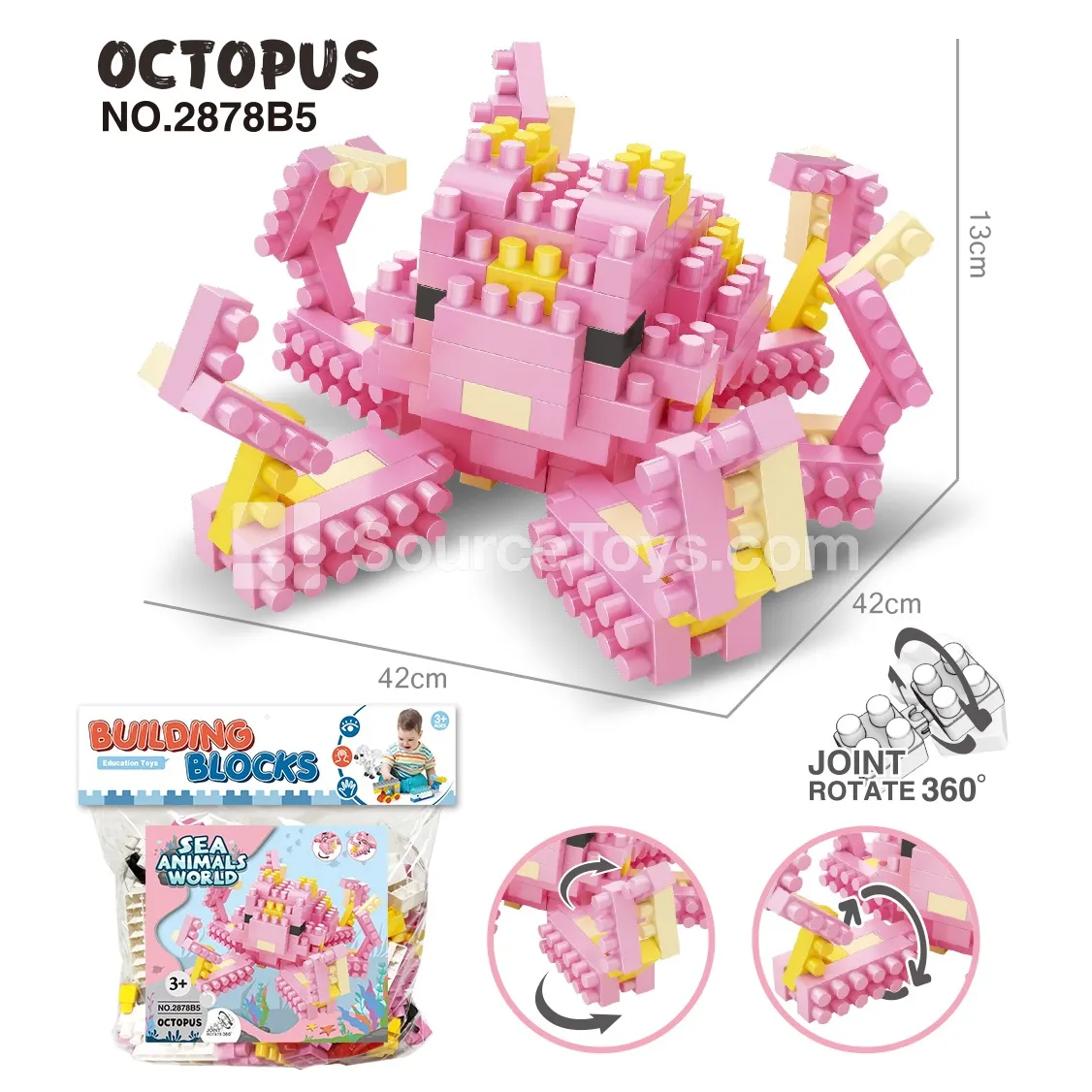 Octopus Large-Piece Building Block Set, 157 Pieces (2878B5)