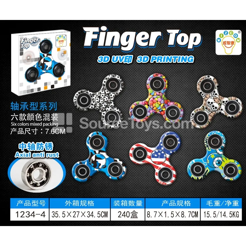 3D UV-Printed Fidget Spinner (1234-4) 3D UV-Printed Fidget Spinner (1234-4)