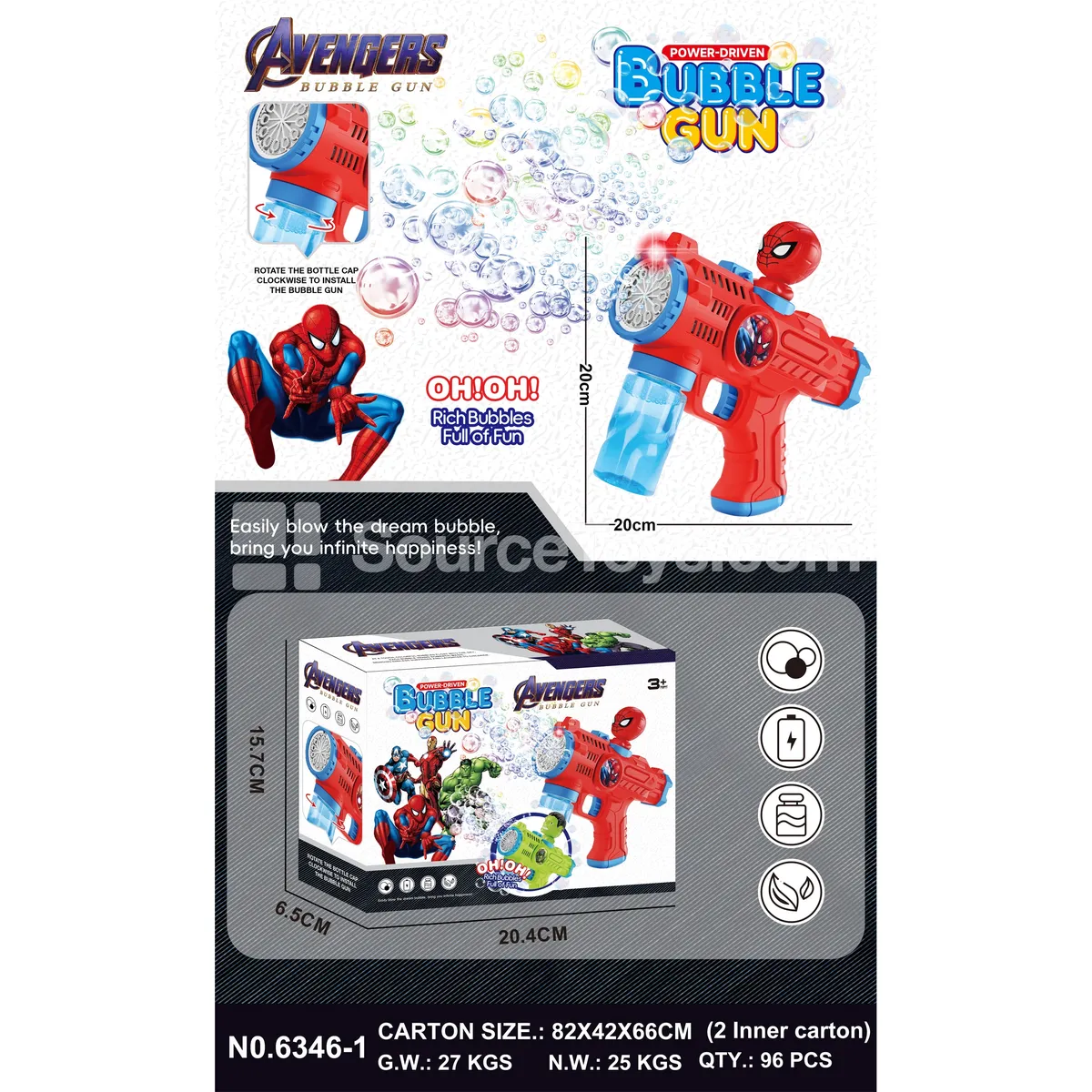 Automatic Light-Up Bubble Gun with 12 Bubble Holes (6346-1) Automatic Light-Up Bubble Gun with 12 Bubble Holes (6346-1)