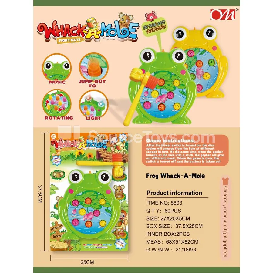 Musical Spinning Whack-a-Mole Toy with Frog Design (8803) Musical Spinning Whack-a-Mole Toy with Frog Design (8803)