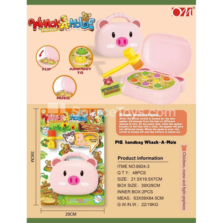 Musical Pig Whack-a-Mole Toy with Handle (8924-3) Musical Pig Whack-a-Mole Toy with Handle (8924-3)