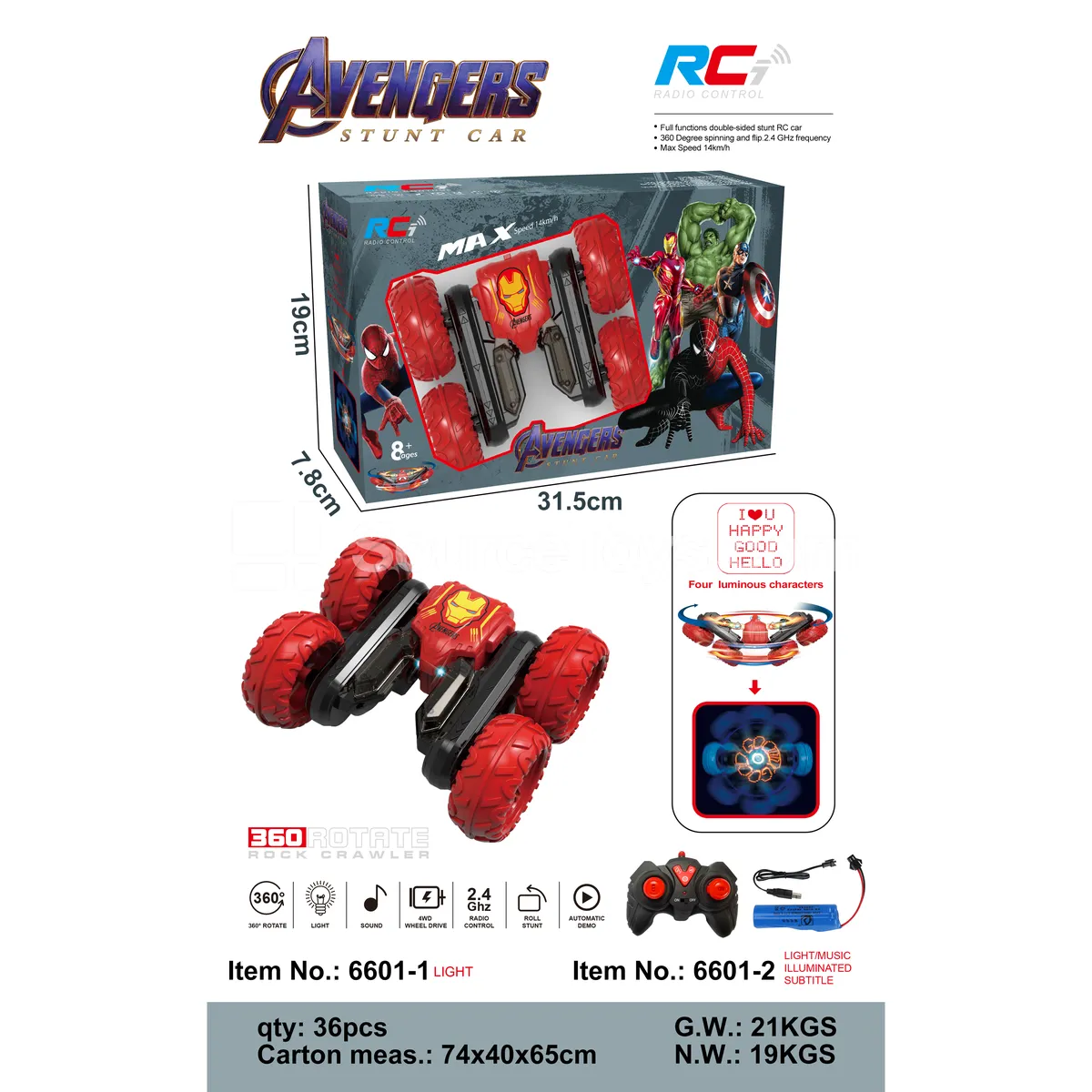 Remote Control Stunt Car with Lights and Music (6601-2) Remote Control Stunt Car with Lights and Music (6601-2)