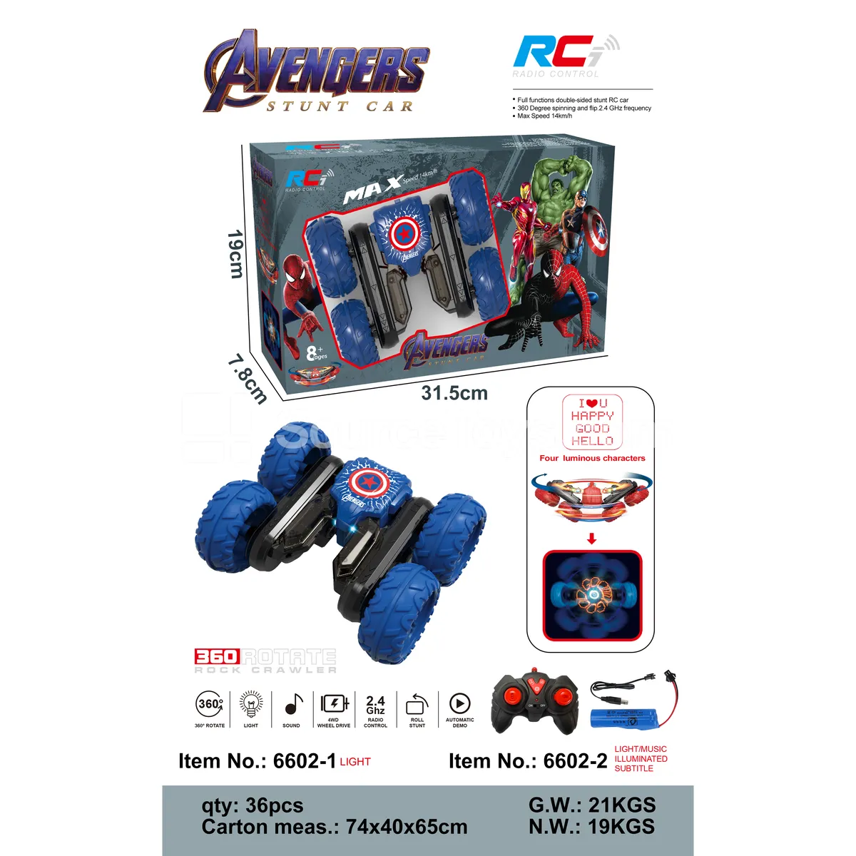 Remote Control Stunt Car with Lights and Music (6602-2) Remote Control Stunt Car with Lights and Music (6602-2)