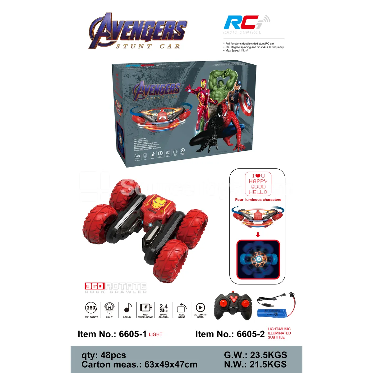 Remote Control Stunt Car with Lights and Music (6605-2) Remote Control Stunt Car with Lights and Music (6605-2)