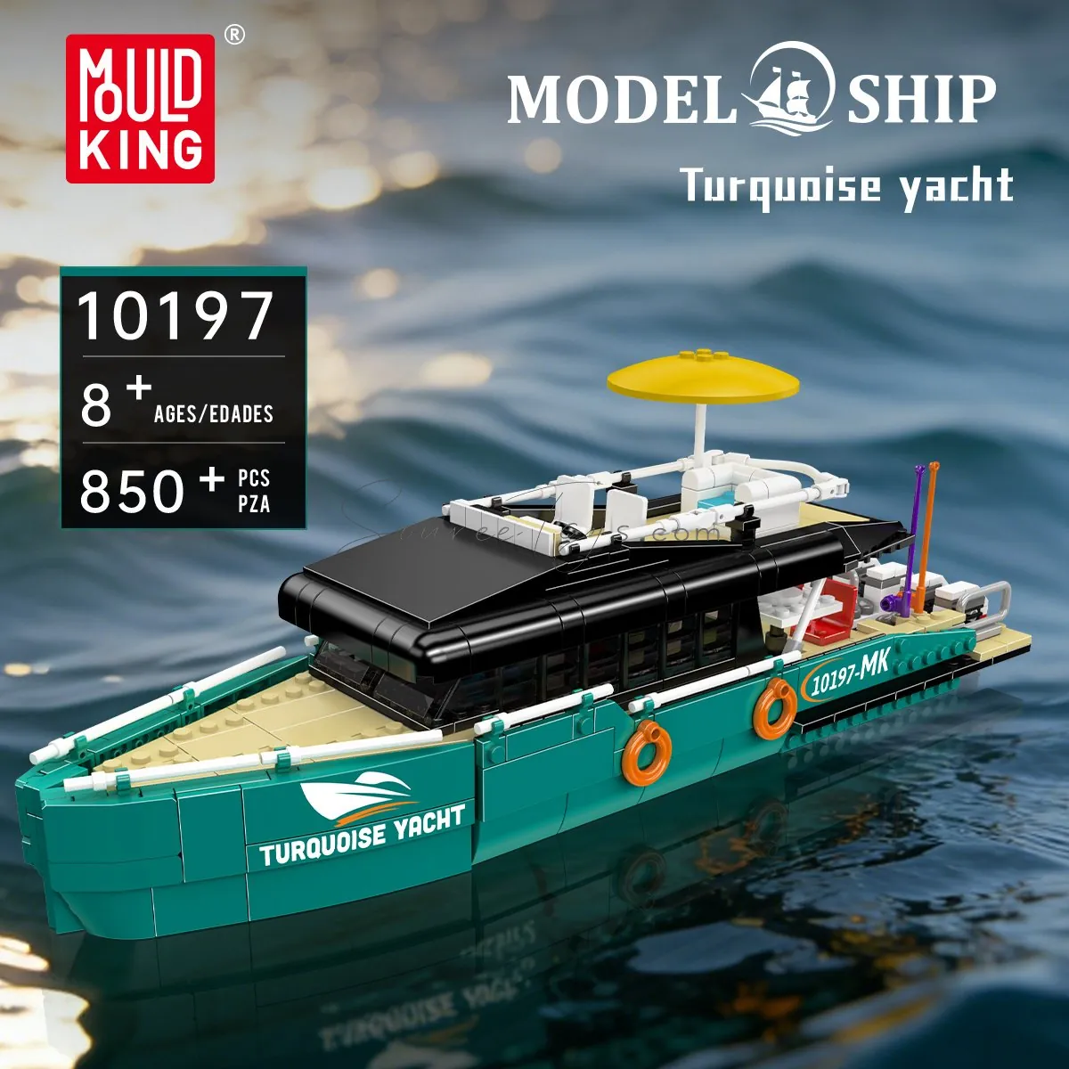 YX Building Blocks Ship Model Series Turquoise Yacht YX Building Blocks Ship Model Series Turquoise Yacht