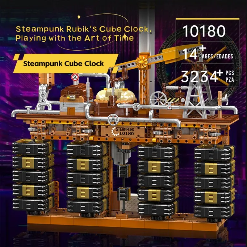 Steampunk Cube Clock Building Blocks Set Steampunk Cube Clock Building Blocks Set