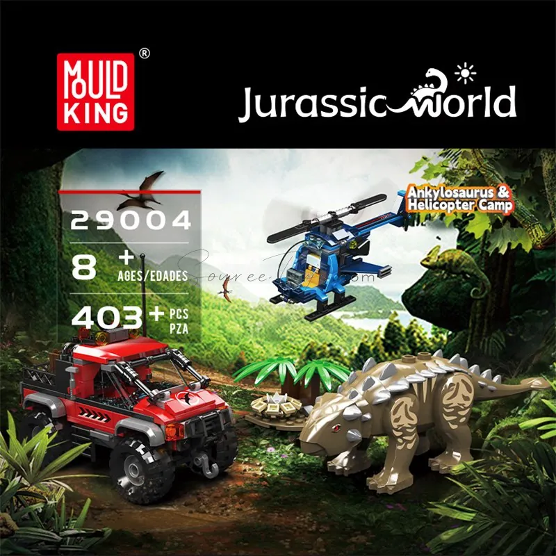 Jurassic World Series Ankylosaurus & Helicopter Camp Dinosaur Egg Building Blocks Set 403pcs