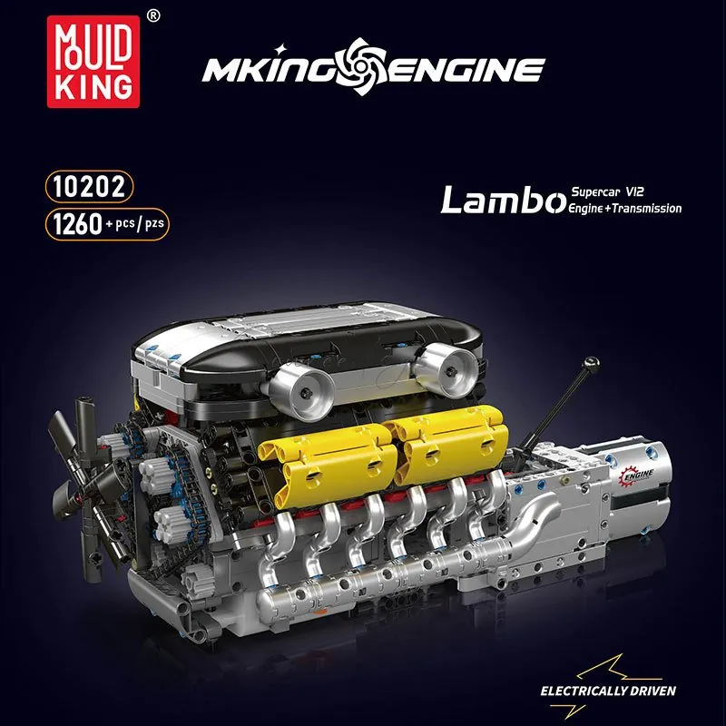 V12 Supercar Engine and Gearbox (Motorized) Building Blocks Set V12 Supercar Engine and Gearbox (Motorized) Building Blocks Set
